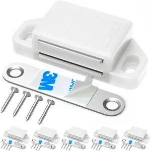 Cabinet Magnetic Catch Door Latch 30LB for Kitchen Drawer, Magnets to Keep Drawer Stay Closed, Magnetic Catch for Closet Drawer, White 6 Pack