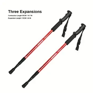 Hiking walking stick, foldable hiking stick, equipped with shock absorption and quick locking system, adjustable lightweight hiking stick, suitable for hiking and climbing