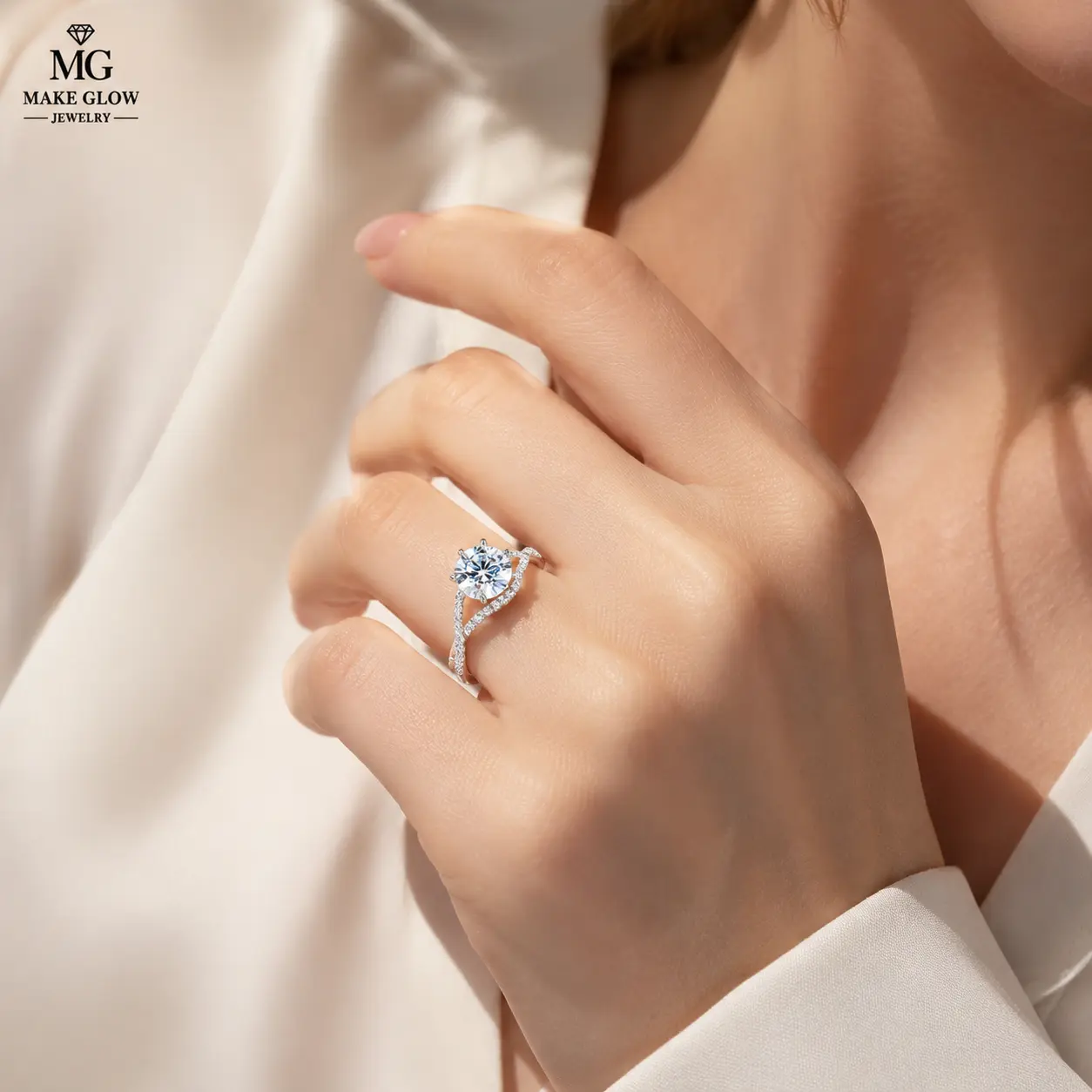 Women's 1.25 Carat 925 Silver Double-Layer "Faux-Two-Piece" Ring