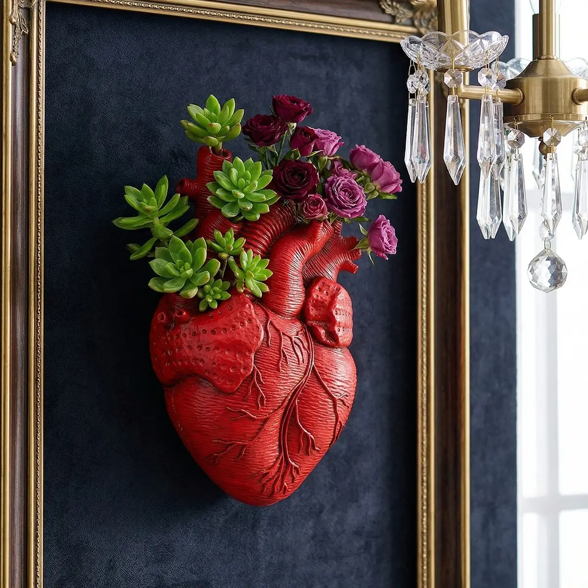 European Resin Heart-Shaped Hydroponic Hanging Vase, Modern Wall Decor, Multi-Color Options, Ideal for Home, Garden, Balcony Decoration