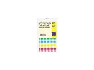 Avery 05796 See-Through Removable Color Dots, 1/4" dia, Assorted Colors, 864/Pack