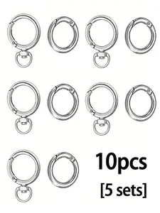 Bag Charm Metal Spring Open-Ring Keychain Accessory Available In Two Colors 10-Piece Set (5-Group Combo Pack) Minimalist Industrial Style Universal Swivel Snap Hook Hardware Fittings Handicraft Enthusiast, Diy Creator, And Handmade Jewelry Artisan
