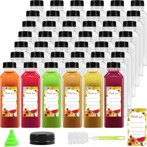 36 count 16 oz Plastic bottles with ,Juice bottles with caps,  Clear Bulk Beverage Containers for Juice, Milk and Other Beverages