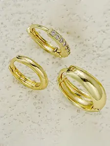 3 Gold lady chunky gold hoop earrings set, Fashionable Earrings small hoop earrings fashion close ear type open hoop earrings jewelry gift for teen girls