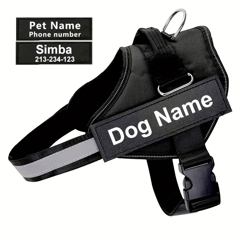 Personalized No-Pull Dog Harness With Custom Name And Phone Number Heavy Duty Pet Vest To Prevent Tugging, Pulling, Or Choking, Training And Walking