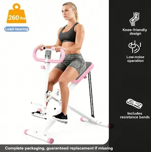 Dufominc Knee-Friendly Glute Trainer Squat Machine Assist, Low-Noise Adjustable Resistance Bands Custom Weight Foldable Fitness Equipment, Stable Frame Adjustable Seat, Wide Pivoting Pedals, Digital Display Glutes Thighs Full Body Home Gym Outdoor Use, Fu