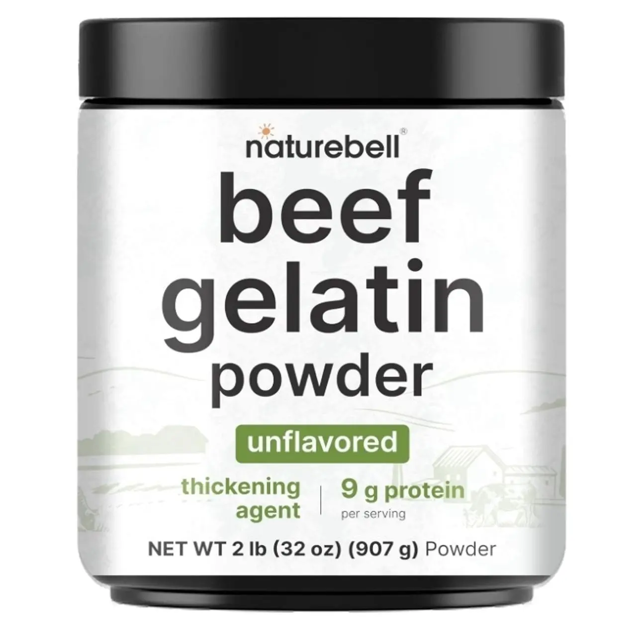 Beef Gelatin Powder, 2 lb – Unflavored Bovine Gelatin – Natural Thickening Agent for Cooking, Baking, Gummies & Desserts – 9g Protein Per Serving – Gluten, Soy & Dairy Free