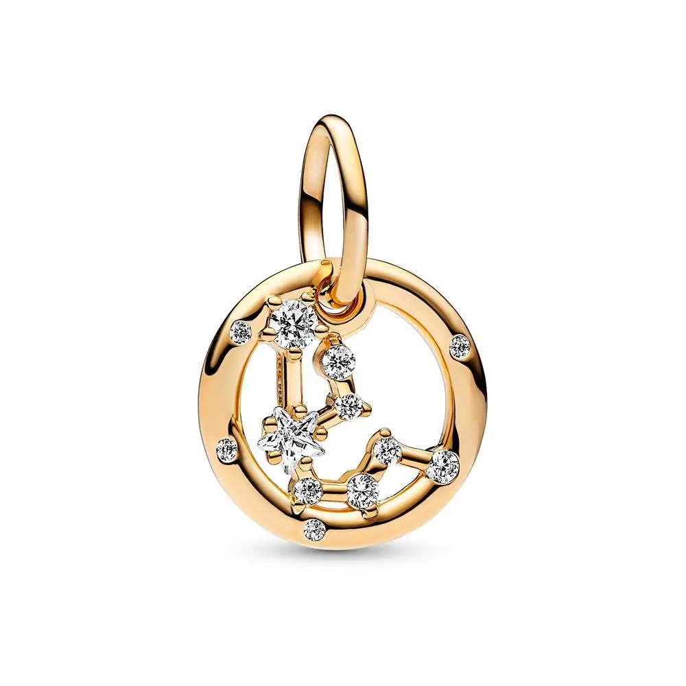 PANDORA Aquarius Zodiac Dangle Charm, 14-Karat Gold-Plated with Sparkling Cubic Zirconia, Unique Gift of Appreciation, Elegant, Innovative, Unique Altruistic, No Warning Applicable