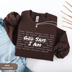 God Says I am Christian Sweatshirt, Bible Verse Sweater, Christian Sweat For Women, Jesus Christian Christmas Gift,Love and Grace