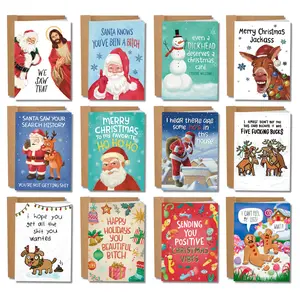 Sleazy Greetings Christmas Cards 12s - Funny Variety Pack with Envelopes for Adults