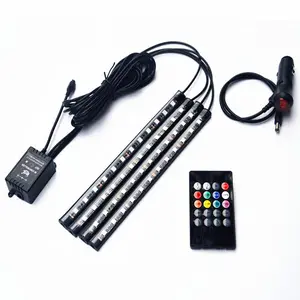 Decorative light 12 LED multicolor sound-controlled with remote control car ambient light one-to-four footwell lights for car use