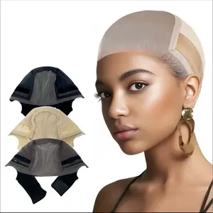 Wig Cap with Grip Band for Keeping Wigs in Place, 1 Count Adjustable Style Dome Mesh Cap with Showing Off Ears, Non Slip Cap Let Wig Be Glueless