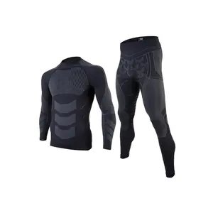 Men’s long-sleeve compression top and tight leggings set, base layer top and trousers, sportswear clothing for indoor and outdoor wear