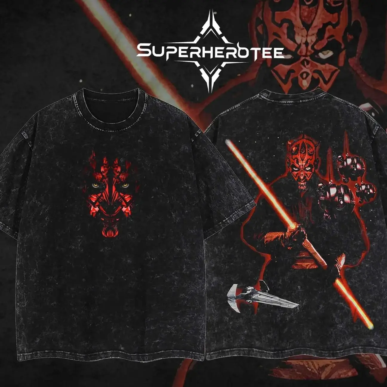 [ superhero tee ] DARTH MAUL #1 Star Tshirt Hoodie Wars Double Printed Oversize Lightweight Acid Washed Tee TV Show Graphic Top Cotton Gift T-Shirt For Comic Lover, Gift T-Shirt For Movie Lover TSHIRT C6A