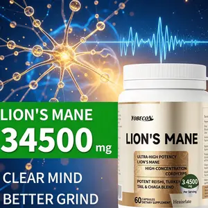 Brain focus and clarity supplement, containing 34,500 mg of premium mushroom complex (lion's mane, cordyceps, reishi, turkey tail, and chaga), beneficial for gut health and also a great gift for relaxation