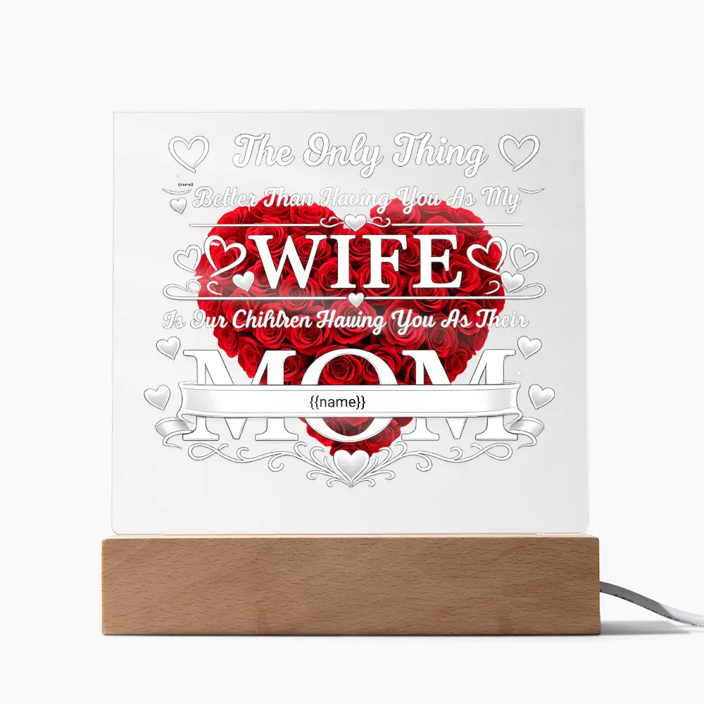 Personalized LED Acrylic Plaque for Wife & Mom – Custom Name Gift