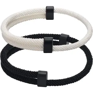 Nautical Braided Rope Bracelets Set - 6 count Adjustable Braided Cord Bracelet, Handmade Navy Marine String Bracelet with Metal Knot, Men Women Braided Bracelets Gifts