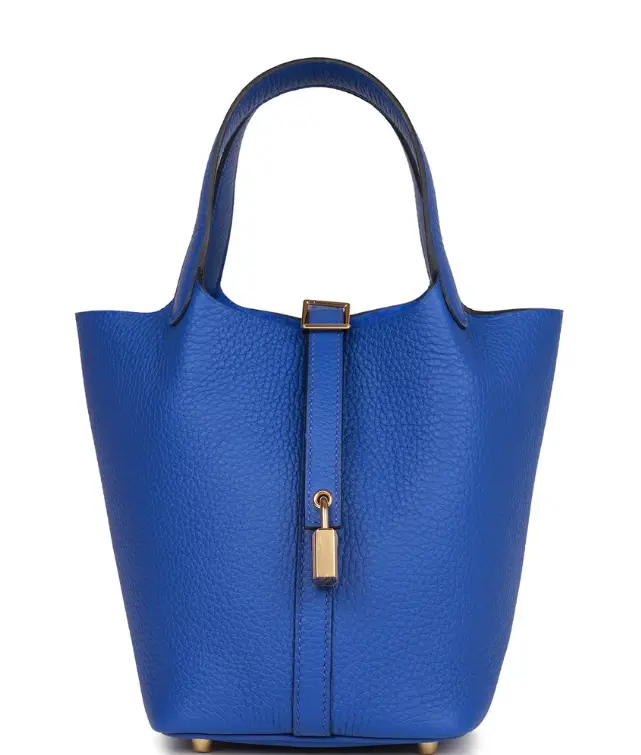 Pre-owned HERMÈS leather Tote Bags Picotin Lock 22 Bleu Royal Clemence Gold Hardware 85336328