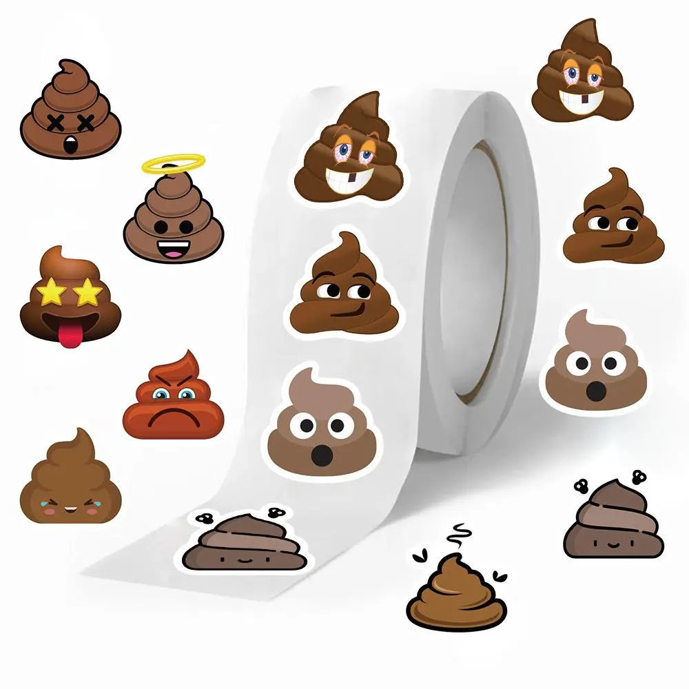Poop Pattern Sticker, 500pcs/roll Cute Poop Pattern Sticker, Decorative Sticker for Phone Case, Water Bottle, Laptop, Guitar, Bag, Water Cup, Scrapbook, Screen Protector