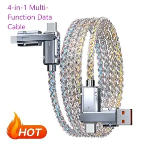Pd27w Fast Charging RGB Gradient Multi-Function 4-In-1 Charger Cable, Supports Max 60w Quick Charge & Data Sync, Fits iPhone 17/16/15, iPad Pro