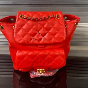 Red Leather Small Backpack