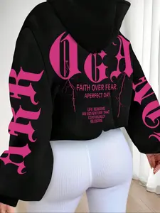 Women's Casual Loose-Fit Hoodie with Drawstring Pocket Design, Spring & Fall Daily Wear Sweatshirt for Outdoor Activities