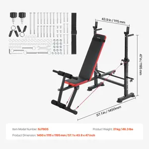 VEVOR Weight Bench, Multi-Functional Adjustable Weight Bench Press for Full Body Workout, 600lbs Exercise Sit up Bench for Home Gym Strength Training, Flat Bench with Quick Folding Fast Adjustment
