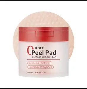 KOEC Pore Cotton Pads for Clear Smooth Skin 70 Pads with Succinic Acid Panthenol Niacinamide & Salicylic Acid for Daily Use Radiant Body Care