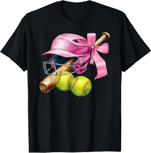 Softball Coquette Bow In My Softball Women Era Summer Casual Shortsleeve Cotton T-Shirt