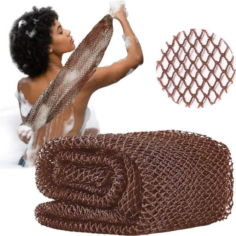 African Net Sponge Bath Brush - Single Item Synthetic Knotted Nylon, Fragrance Free Normal Exfoliating Body Scrubber for Adults, Travel-Size Back Washcloth for Full Body Dead Skin Removal, Bath Accessories