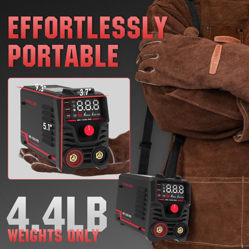 YESWELDER ARC-125DS-PRO 125Amp 110V Mini Stick Welder, DC IGBT Inverter MMA Welding Machine with Hot Start, Arc Force, Anti-Stick