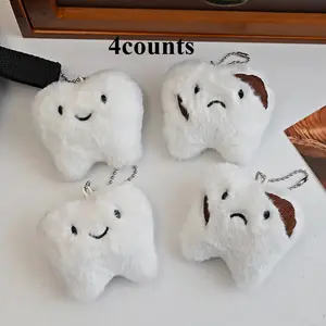 Cute Plush Tooth Keychain, Small Cartoon Bag Charm, Fun Phone Accessory, High-Quality Soft Toy, Stylish Backpack Decoration