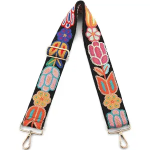 Crochet Flower Knit Wide Adjustable 2inch Replacement Crossbody Shoulder Strap for Purse Bag Guitar