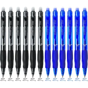 12 count Clicker Erasable Gel Pens, 0.5mm Retractable Fine Point Black and Blue Ink Rub Out Pen, Writhing Comfortable to Use for Taking Marking Planner Crossword Puzzles (Black & Blue)