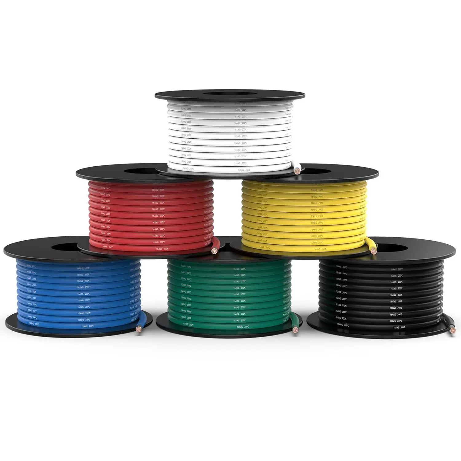 16 Gauge Wire 60ft, 16 AWG Wire 6 Colors 10ft Each Spool, Flexible  Tinned Copper Electrical , Wiring kit for Breadboard/Automotive/DIY/, 200?