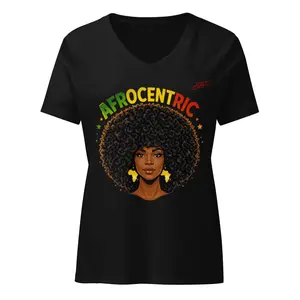 Afrocentric Dancehall women’s relaxed v-neck t-shirt