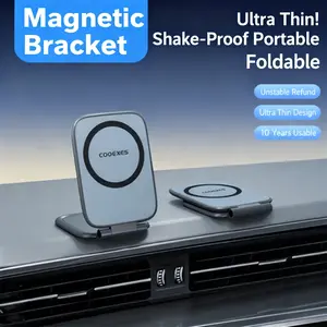 New Car Phone Holder, Car Mount, Cell Phone Mount, Foldable Magnetic Navigation Stand, Anti-Vibration Support, Ultra-Thin 3.5mm Magnet, 207° Rotatable Multi-Function Design