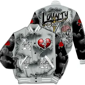 Varsity Jacket To Match Black Wolf Grey 12s - Loyalty Wins Everything All Over Print SHWU SZJO