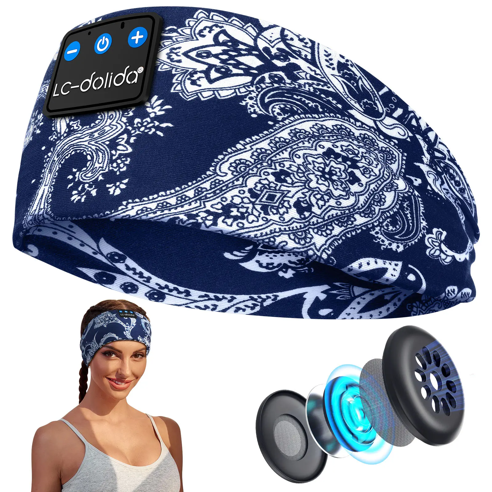 LC-dolida 2-in-1 Multifunctional Wireless Neckband Headphones with Mic - Bluetooth 5.4 Stereo Audio, 16H Playback, Noise Isolation, Adjustable Soft Stylish Headband, Electronic Charging, Built-in Speakers, Ideal for Sports & Daily Use