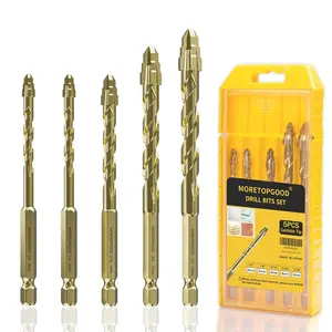 5-Piece Tile-Specific Stone Drill Bit Set, Hardened Alloy Concrete Drills, Ideal for Marble, Glass, Metal, Wood, Granite, Wall Drilling