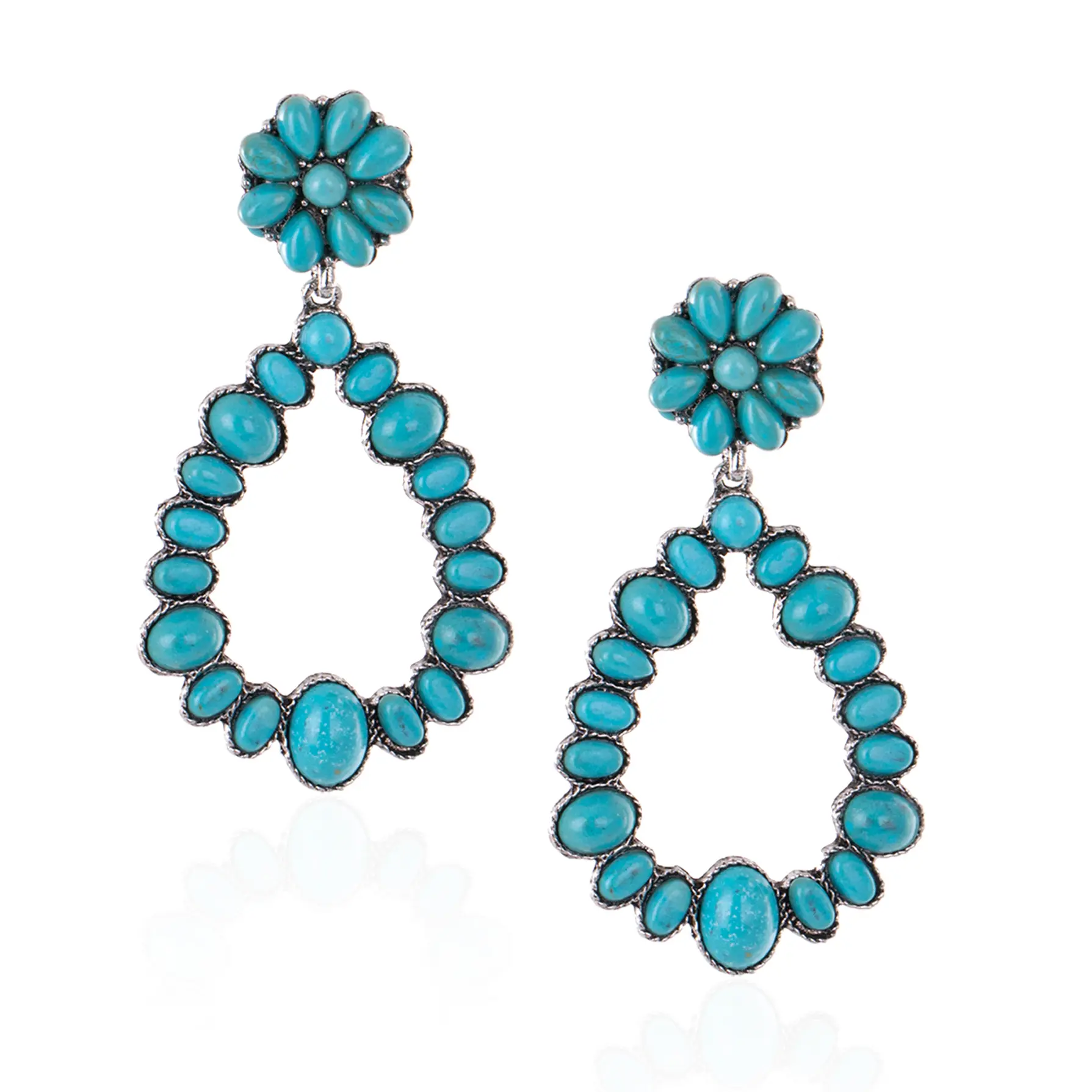 Rustic Couture's Southwestern Turquoise Teardrop Drop Earrings for Women, Lightweight Western Statement Jewelry, Hypoallergenic, Turquoise Jewelry, Accessories For Women, Festival, Rugged, Jewelry For Women