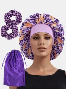4pcs Satin Sleep Set, Hair Sleeping Bonnet, Drawstring Storage Bag, Premium Hair Scrunchies, Hair Protection Kit for Sleeping