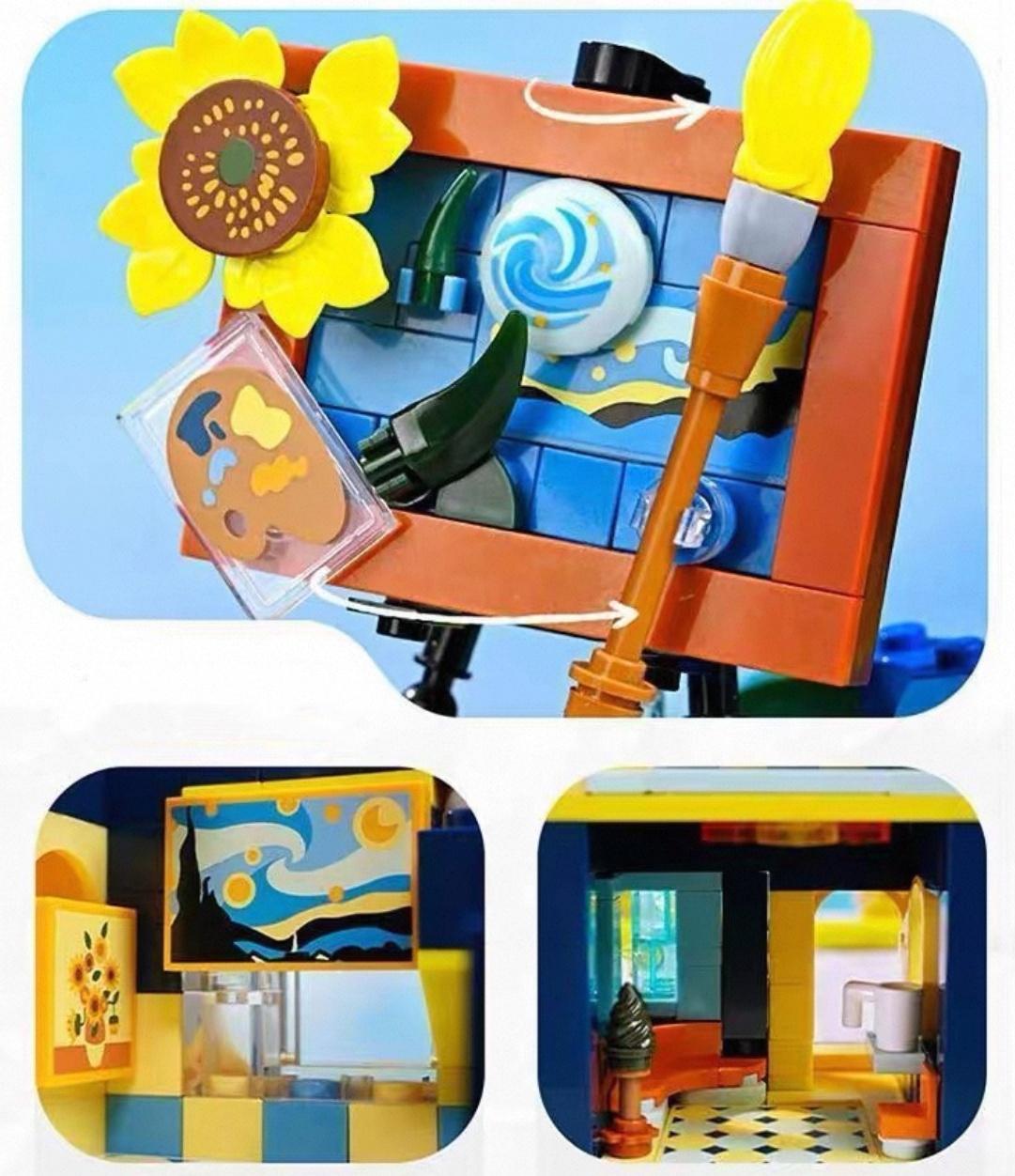 MINISO Lego Sets Building Blocks Toys,Strawberry Dessert Shop, Retro Pizza Shop, Starry Sky Art Museum , Little Panda Boutique Educational Bricks Toy,Fun Construction Set,Adorable Mini Designs for Creative Play,Holiday Gifts for Kids Adults 7"(1pc)