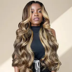 Sunber 13x4 Lace Front Honey Blonde Balayage Body Wave Wig With Chestnut Brown Root Put On And Go Glueless Wig With Drawstring Pre Plucked Hairline Beginner Friendly Perfect For Black Women Natural Look Everyday Wear Ready Wig summerwins