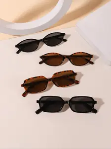 Women's Classic Casual Sunglasses Set, High-Quality Vintage Oval Frame, Versatile Rectangular Sun Glasses, Lightweight Durable Fashion Outdoor UV Protection