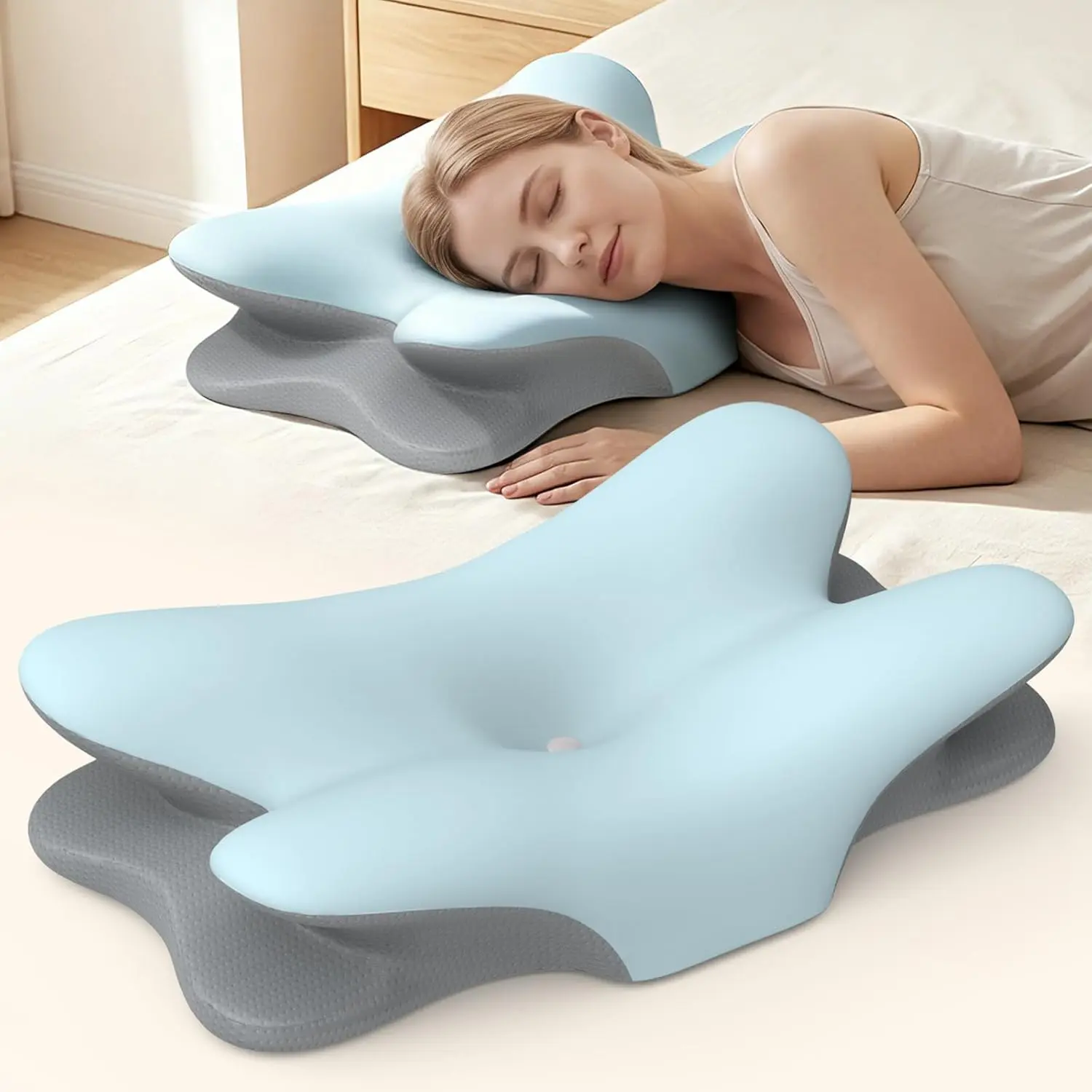 Cervical Neck Pillow for Pain Relief - Ergonomic ide leeper Pillow for Neck upport, Memory Foam Pillows for leeping,  Pillow Bed Pillow for Back tomach leepers