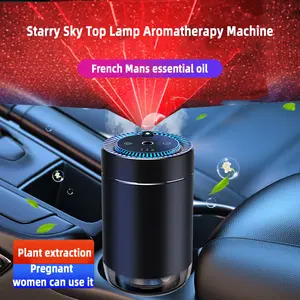 Ultimate Smart Car Diffuser Essential Oil Air Freshener | Auto Start/Stop Vibration Sensor | Starry Night Light | 99% Odor & Smoke Eliminator | Plant Based Fragrance Safe for Kids | Portable Wireless Humidifier for Car Office Room Decor
