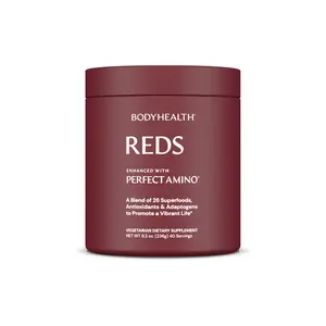 BODYHEALTH Reds With PerfectAmino: 40 Superfoods Antioxidants Adaptogens Phytonutrients for Cellular Health Circulation Mental Clarity Natural Energy Vegetarian Paleo Keto Friendly - Seed, Edible