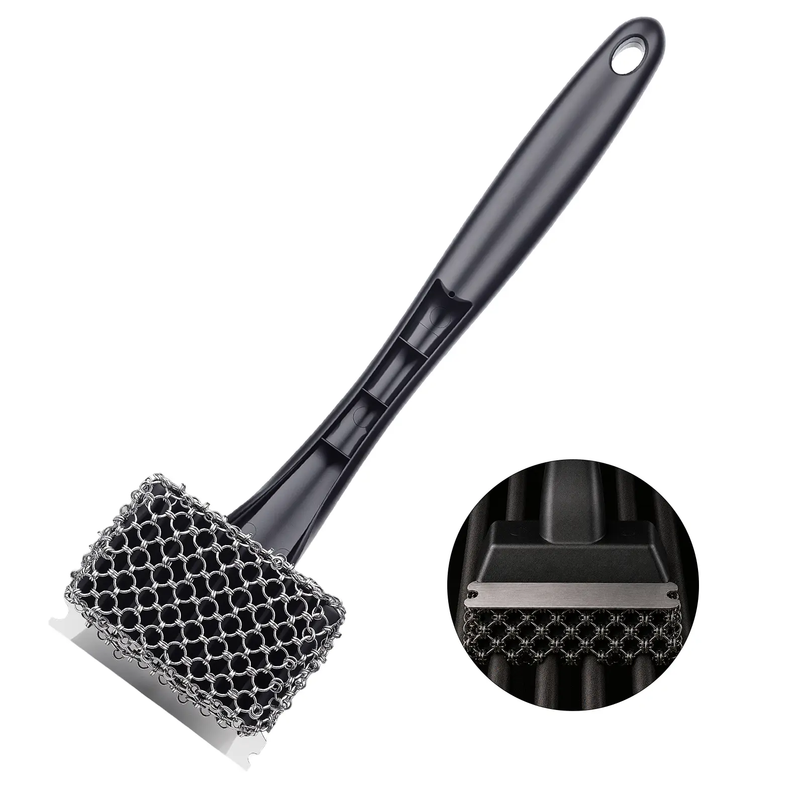 BBQ Grill Brush and Scraper, Bristle-Free Grill Cleaner with Stainless Steel Ring Mesh
