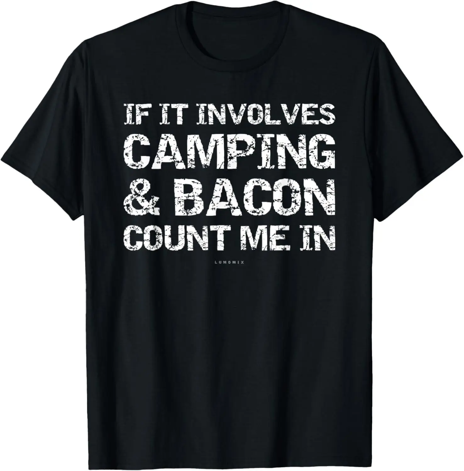 Women's 100% Cotton Short-Sleeve Round Neck Casual Fashion Graphic T-Shirt - Unisex Funny Camping Top for Bacon & Camping Enthusiasts, Natural, Fabric, Shortsleeve, Streetwear, Regular Fit, Breathable Fabric, 180G